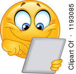 1193085-Cartoon-Of-A-Happy-Smiley-Emoticon-Using-A-Tablet-Computer-Royalty-Free-Vector-Clipart.jpg